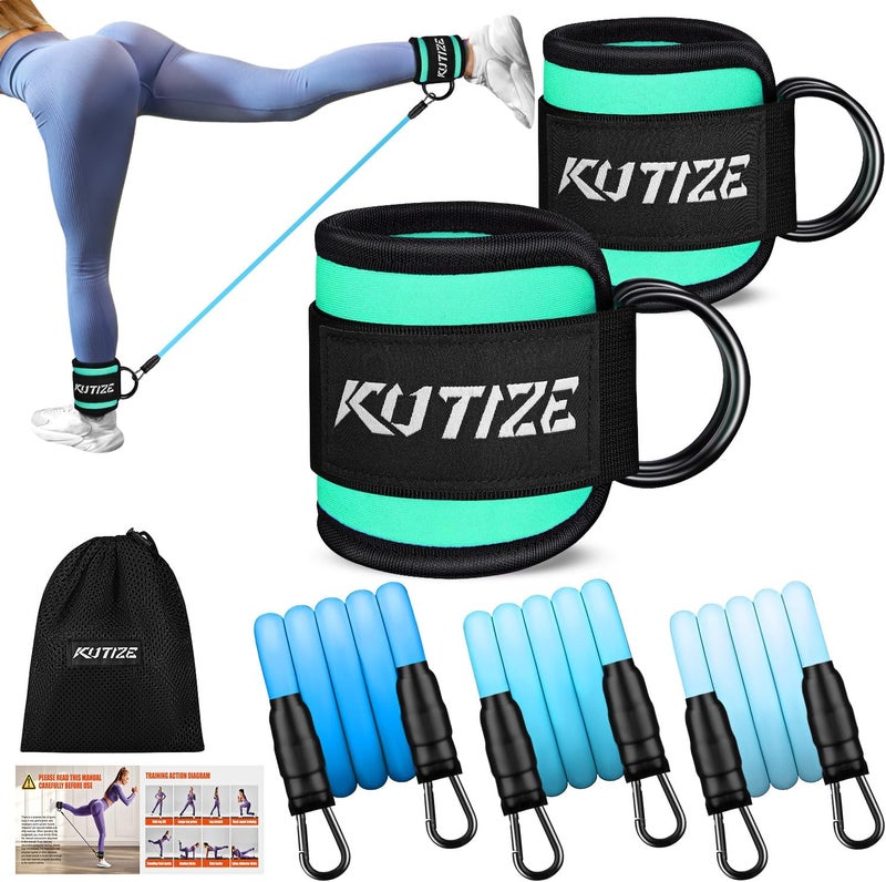 KUTIZE Ankle Resistance Bands with Cuffs for Women & Men - 3-Level Adjustable Leg & Glute Workout Equipment, Portable Home Gym Exercise Bands for Kickbacks, Hip Thrusts, Yoga, Strength Training - Image 1